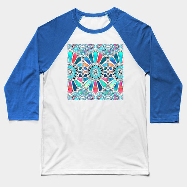 Iridescent Watercolor Brights on White Baseball T-Shirt by micklyn